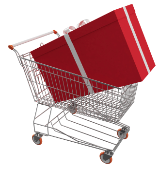 Red gift in Shopping Cart